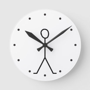 Funny Hand Zeichne Stickman Runde Wanduhr