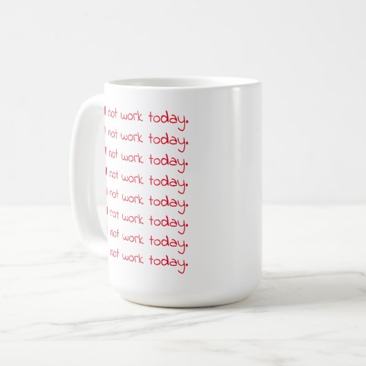 Funny handgeschriebener Red Text Workaholic-Kaffee Kaffeetasse (Vorderseite Links)