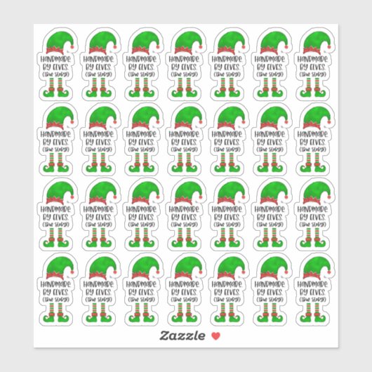 Funny Handmade by Elves Niedliches Weihnachtsgesch Aufkleber (Blatt)