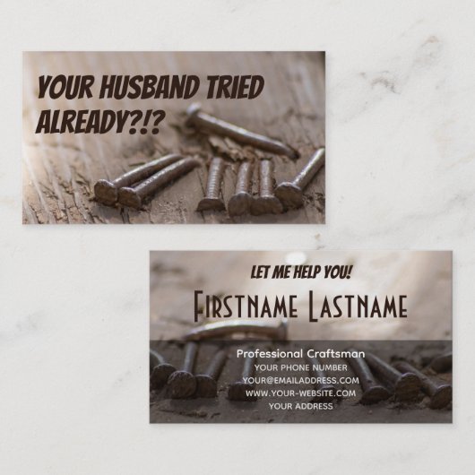 Funny Handwerker Hilfe arme Ehemann Handwerker Visitenkarte (Vorne/Hinten)