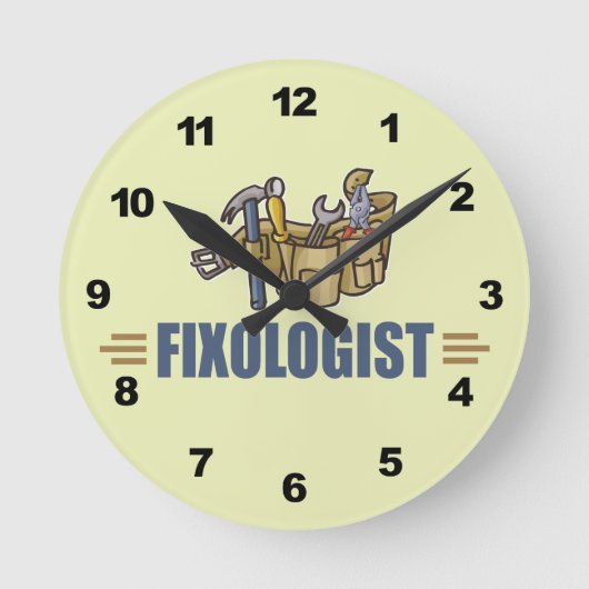 Funny Handyman Runde Wanduhr (Vorderseite)