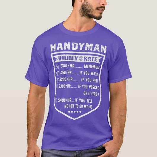 Funny Handyman Stundensatz Arbeitsentgeltdiagramm T-Shirt (Vorderseite)