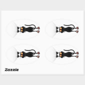 Funny Hang auf Cat Ovaler Aufkleber (Blatt)