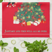 Funny Hang In There Cat in Christmas Tree Geschirrtuch (Gefaltet)