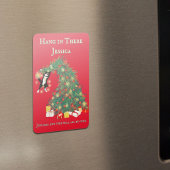Funny Hang In There Cat in Christmas Tree Magnet