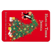 Funny Hang In There Cat in Christmas Tree Magnet (Horizontal)