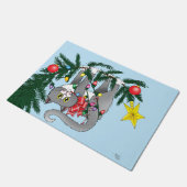 Funny Hanging Christmas Tree Cat Fußmatte (Schrägansicht)