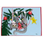 Funny Hanging Christmas Tree Cat Große Geschenktüte (Vorderseite)