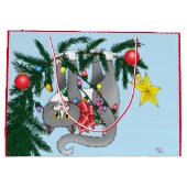 Funny Hanging Christmas Tree Cat Große Geschenktüte (Rückseite)
