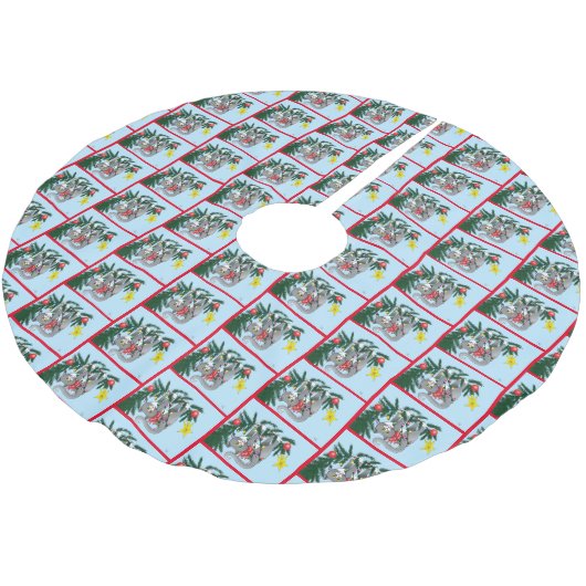 Funny Hanging Christmas Tree Cat Polyester Weihnachtsbaumdecke (Schrägansicht)