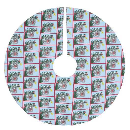 Funny Hanging Christmas Tree Cat Polyester Weihnachtsbaumdecke (Vorderseite)