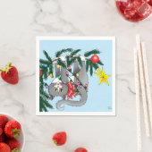 Funny Hanging Christmas Tree Cat Serviette (Beispiel)