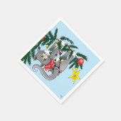 Funny Hanging Christmas Tree Cat Serviette (Ecke)