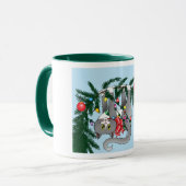 Funny Hanging Christmas Tree Cat Tasse (Vorderseite Links)