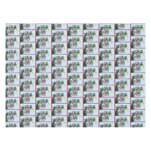 Funny Hanging Christmas Tree Cat Tischdecke (Vorderseite (Horizontal))