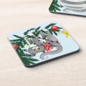 Funny Hanging Christmas Tree Cat Untersetzer (Linke Seite)