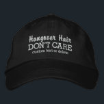 Funny Hangover Hair Keine Sorge für benutzerdefini Bestickte Kappe<br><div class="desc">Der lustige Baseballhut, der lautet "Hangover Hair Don't Care". Fügen Sie am unteren Rand eine benutzerdefinierte Textzeile hinzu - Ihr Ereignis, Ihren Namen, etc. Ändern Sie einfach den Text und die Farbe. Ob Sie nun für die Nacht ausgehen oder nach einer lustigen Nacht morgens, wird dies bald Ihr "go to"...</div>