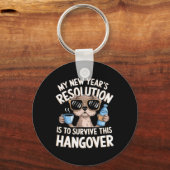 Funny Hangover Survival Dog New Year's Resolution Schlüsselanhänger (Vorderseite)