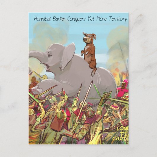 Funny Hannibal Barca Conquers Land Postkarte (Vorderseite)