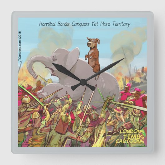 Funny Hannibal die Eroberungsmauer-Uhr Quadratische Wanduhr (Vorderseite)