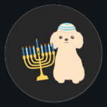 Funny Hanukkah Chanukah Poodle Dog Lover Menorah Runder Aufkleber<br><div class="desc">Funny Hanukkah Chanukah Poodle Dog Lover Menorah</div>