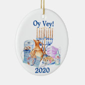 Funny Hanukkah Covid Watercolor Quarantine 2020 Keramik Ornament (Rechts)