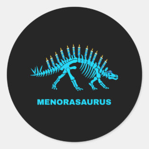 Funny Hanukkah Dinosaur Stegosaurus Dino Menorah Runder Aufkleber