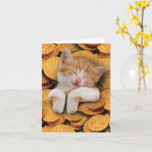 Funny Hanukkah Grußkarte - Katze im Gelt Karte (Gelbe Blume)