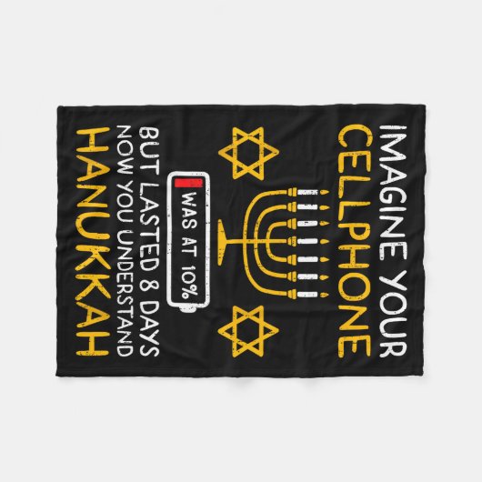 Funny Hanukkah Imagine Your Cellphone Chanukah Jew Fleecedecke (Vorderseite (Horizontal))