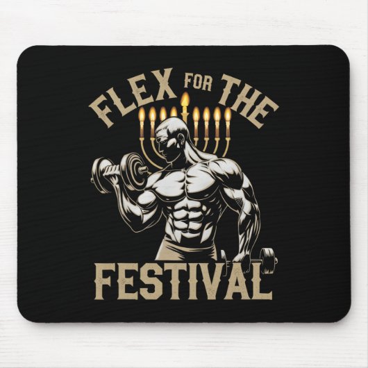 Funny Hanukkah Jewish Gym Workout Flex Festival Mousepad (Vorne)