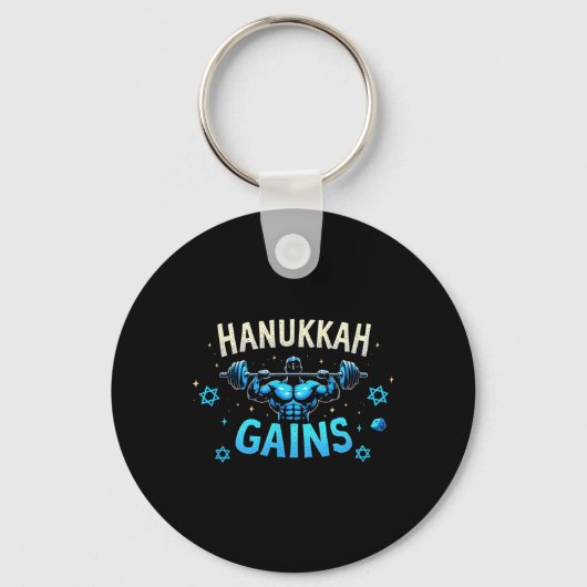 Funny Hanukkah Jewish Gym Workout Hanukkah Gains Schlüsselanhänger (Vorderseite)