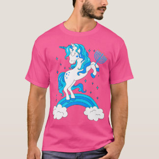 Funny Hanukkah jüdisches Einhorn mit Menorah T-Shirt