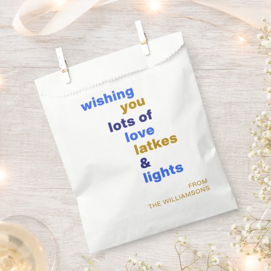 Funny Hanukkah Liebe Latkes Lights Blue Custom Geschenktütchen (Ausgeschnitten)