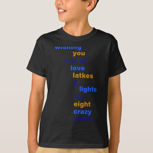 Funny Hanukkah Love Latkes Lights In Blue T-Shirt (Vorderseite)