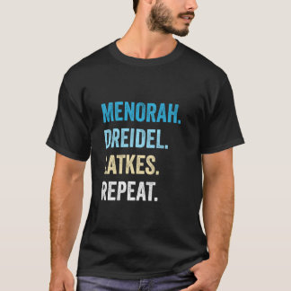 Funny Hanukkah Menorah Dreidel Latkes Wiederholung T-Shirt