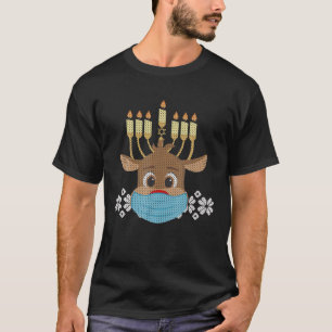 Funny Hanukkah Menorah Reindeer Ugly Sweater Gesch T-Shirt