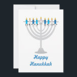 Funny Hanukkah menorah und Kerzen Feiertagskarte<br><div class="desc">Funny Hanukkah Illustration,  Niedliche Kerzenfiguren sitzen auf Hanukkah menorah</div>