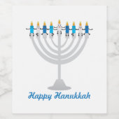 Funny Hanukkah menorah und Kerzen Weinetikett (Einzelnes Label)
