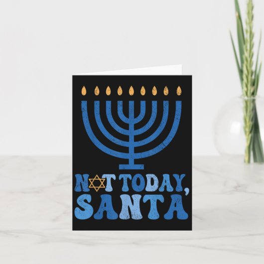 Funny Hanukkah Not Today Santa Menorah Chanukah Je Karte (Vorderseite)