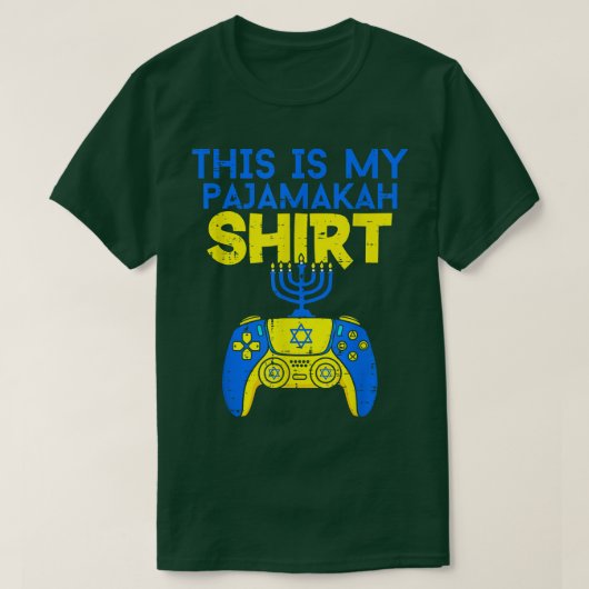 Funny Hanukkah Pajama Gaming Menorah Video Control T-Shirt (Design vorne)