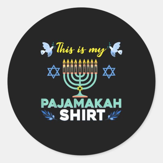 Funny Hanukkah Pajama Shirt This Is My Pajamakah G Runder Aufkleber (Vorderseite)