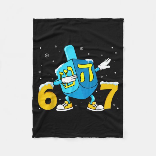 Funny Hanukkah Six Seven Chanukah Dreidel Dabbing Fleecedecke (Vorderseite)
