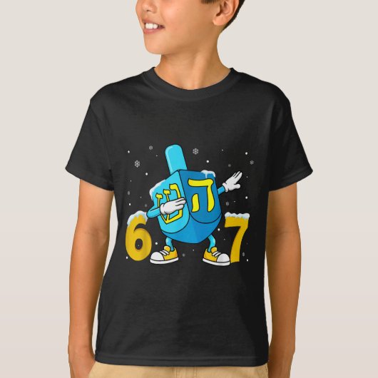 Funny Hanukkah Six Seven Chanukah Dreidel Dabbing T-Shirt (Vorderseite)
