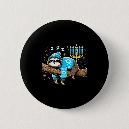 Funny Hanukkah Sloth Jewish Chanukah Sleeng Hanukk Button (Vorderseite)