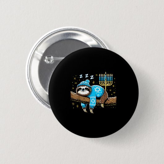 Funny Hanukkah Sloth Jewish Chanukah Sleeng Hanukk Button (Vorne & Hinten)