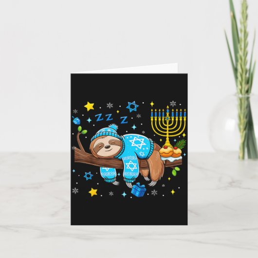 Funny Hanukkah Sloth Jewish Chanukah Sleeng Hanukk Karte (Vorderseite)