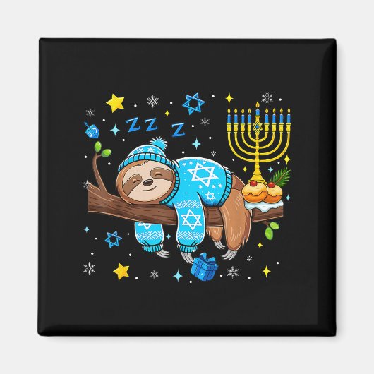Funny Hanukkah Sloth Jewish Chanukah Sleeng Hanukk Magnet (Vorne)