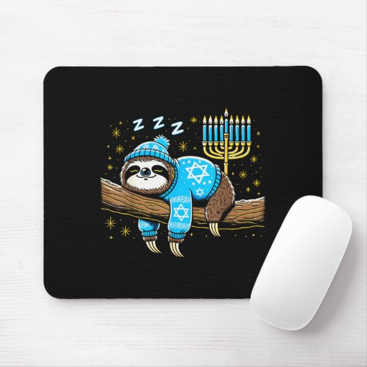Funny Hanukkah Sloth Jewish Chanukah Sleeng Hanukk Mousepad (Mit Mouse)