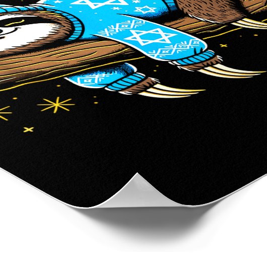 Funny Hanukkah Sloth Jewish Chanukah Sleeng Hanukk Poster (Ecke)