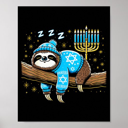 Funny Hanukkah Sloth Jewish Chanukah Sleeng Hanukk Poster (Vorne)